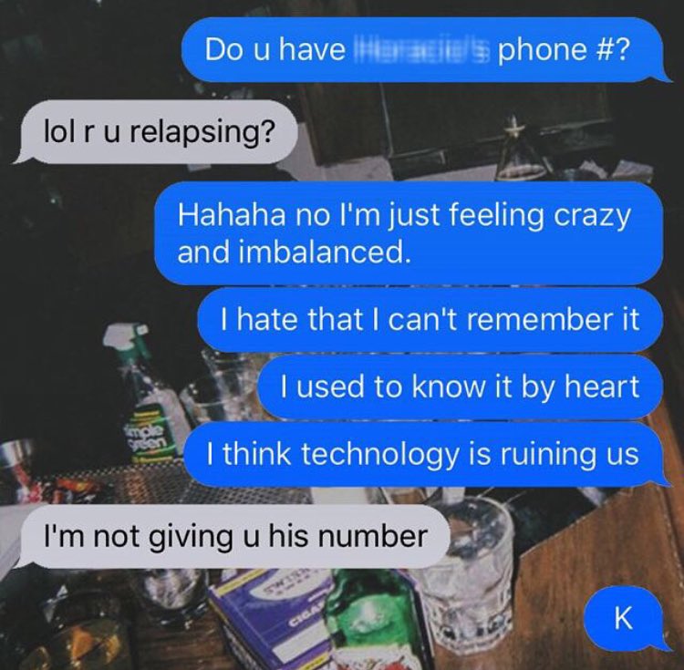 "Texts I Should Probably Send; Texts I'll Probably Receive" (2015) 
kriskidd really is amazing, and I thought other ppl should enjoy these