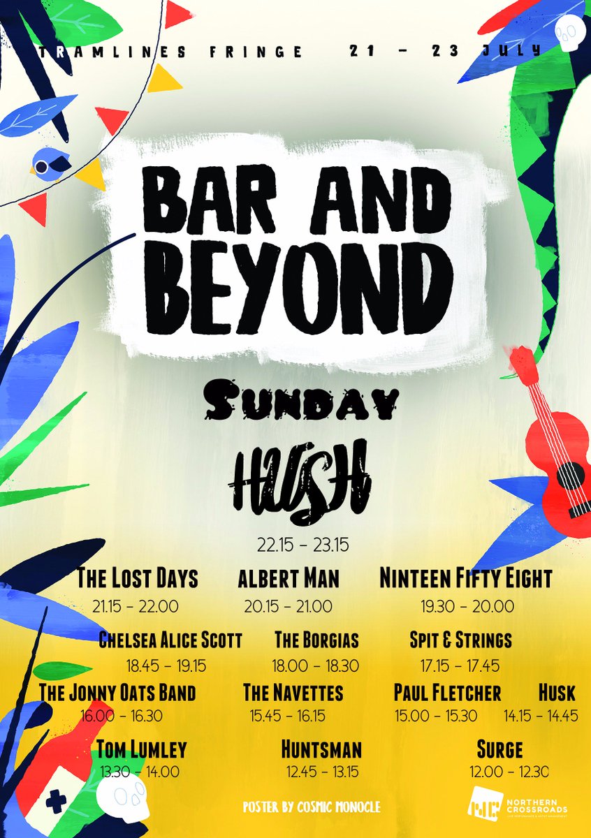 NCAMusicUK's tweet photo. Stage Times for Tramlines fringe at Bar &amp; Beyond Sheffield! Featuring headline slots from Pulp'd and Blur2 on Sat 22nd July! #Tramlines2017 https://t.co/wmPYMlCccf