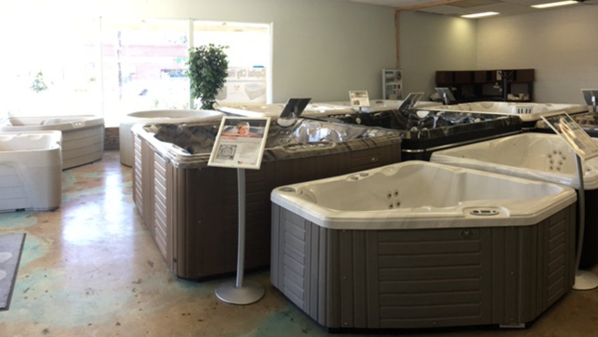Shop over 20+ of our best spas on display at our new location off 65th &amp; Folsom Blvd in Sacramento. #Showroom #Sacramento #CapCity #Spas