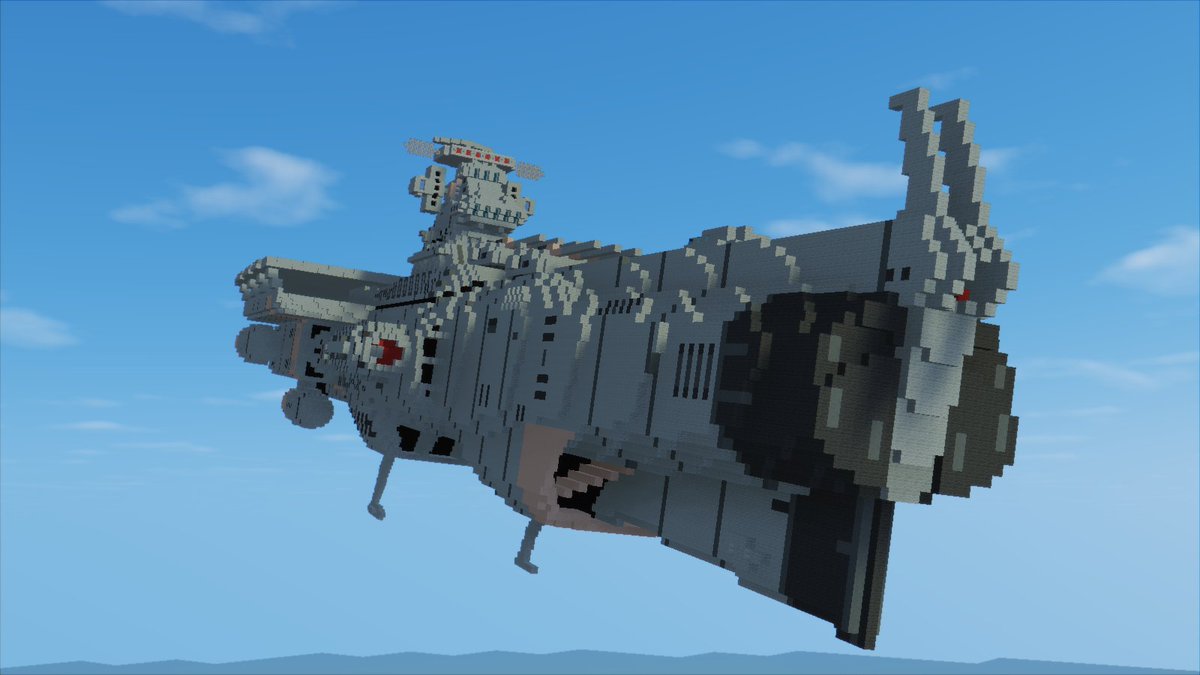 P D Q あしゅとん V Twitter 宇宙戦艦ヤマト2に登場する宇宙空母をドレッドノート級を改造してつくりました やっぱり空母系は航空機がないとイマイチパッとしないなと W Minecraft 宇宙戦艦ヤマト22