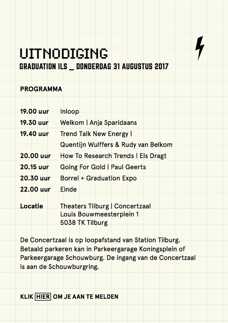 THE NEW ENERGY! Werkzaam in trends &amp; concepting en zin in inspiratie? Kom naar de graduation show op 31/8. RSVP via: bit.ly/2umPrOy