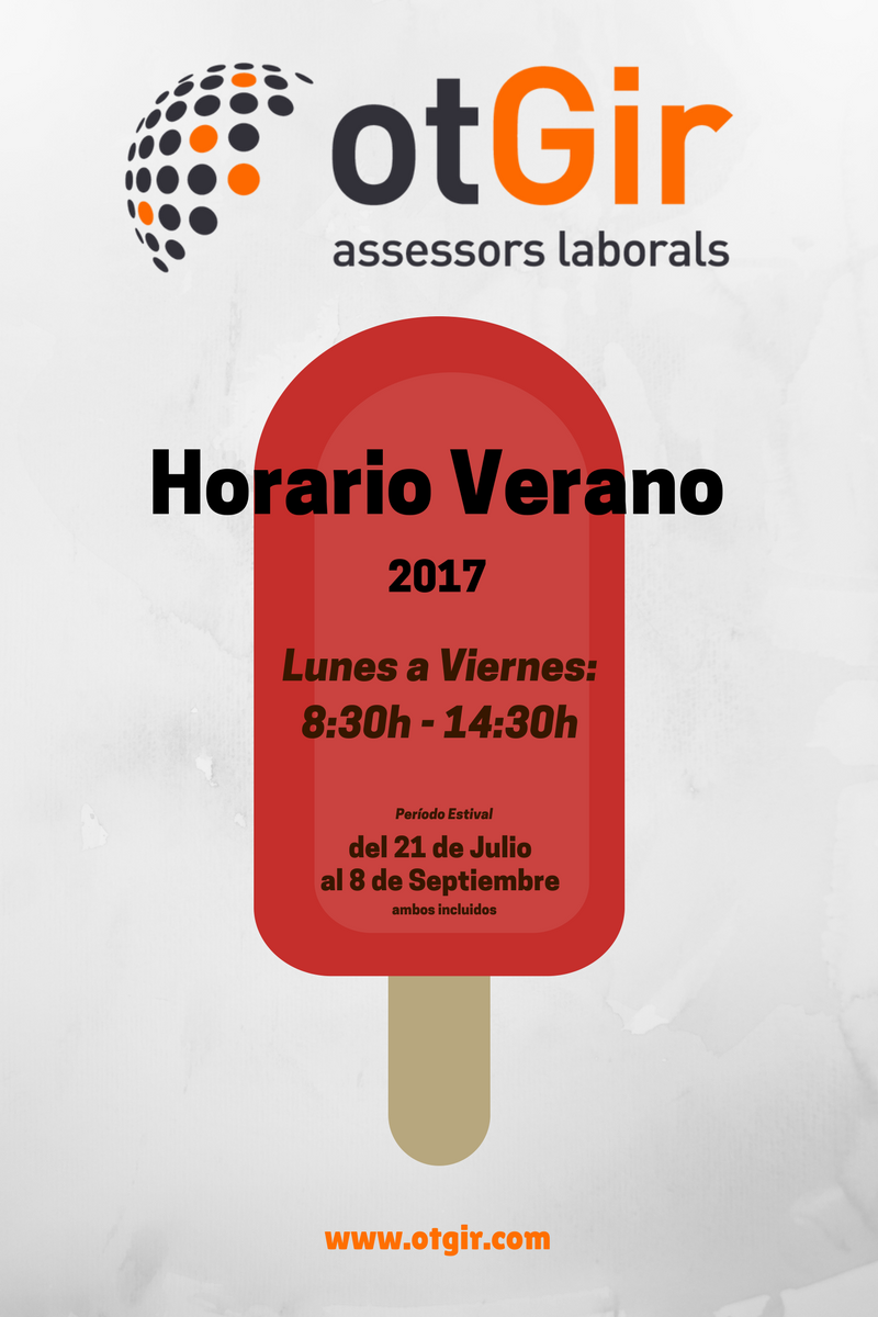 OtGir's tweet photo. #HorariEstiu2017
#HorarioVerano2017
#otGir #AssessorsLaborals #Girona https://t.co/dJwg3EpICW