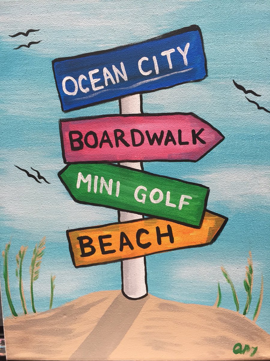 Featured Painting: Beach Signs @ 6:30pm TONIGHT! #seeyouthere #painting #tcstudios #paintingexperience #ocmd #oceancitymaryland #ocpainting