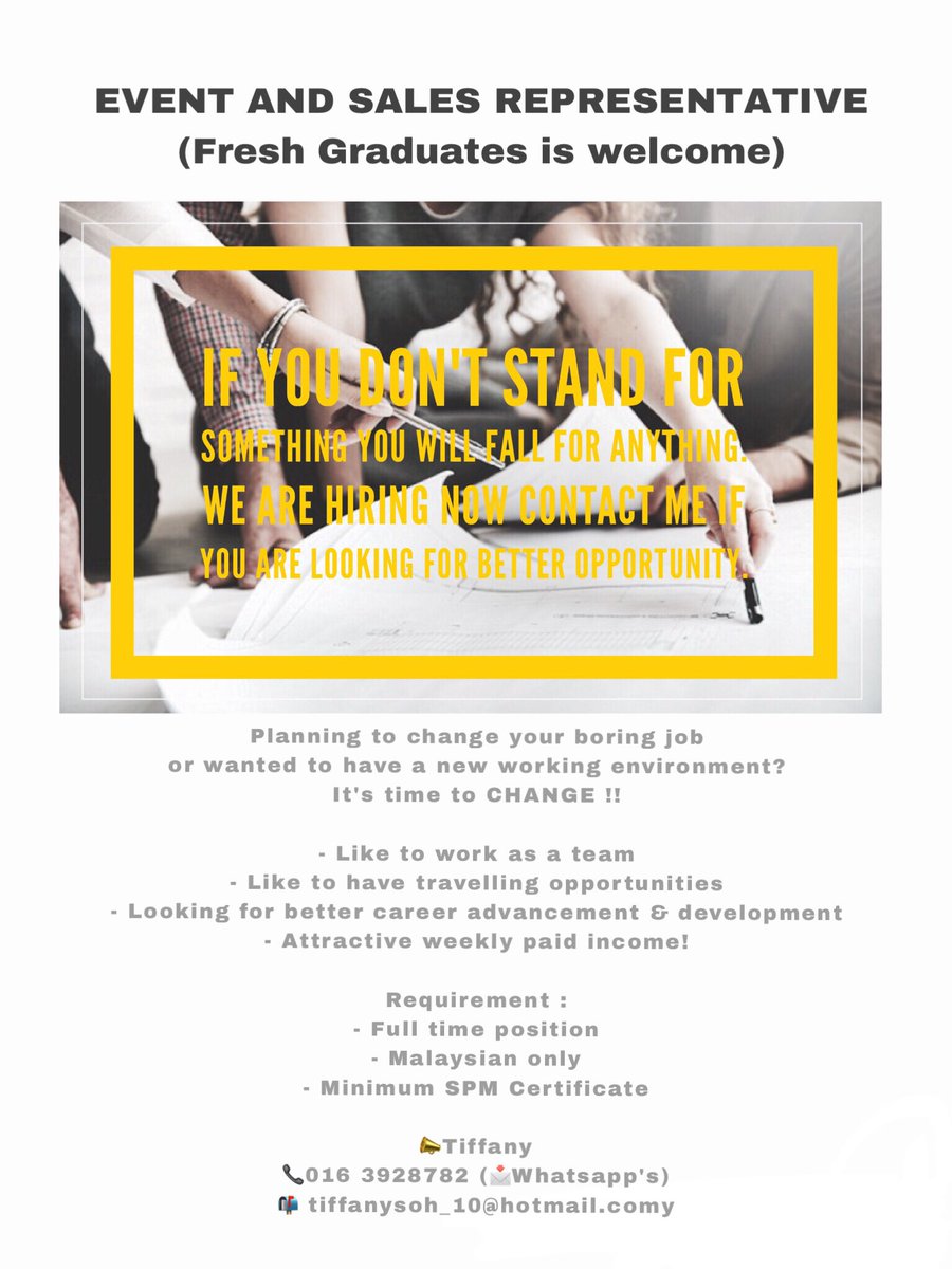 tiffysoh's tweet photo. Anyone looking for job? Please what's apps 0163928782 Tiff#JobOpening #Job #JobSearch #Jobhunt #JobListin #Hiring #kljob #sales #Recruitment https://t.co/SayfEs15kI