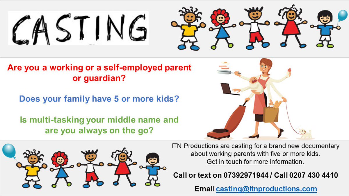 <a href="/Rose_tinted1/">Ben Rose TV Casting</a>  Are you a working parent with 5 or more kids? Are you a 'busybee' who is always on the go? Get in touch 4 a doc Pls rt