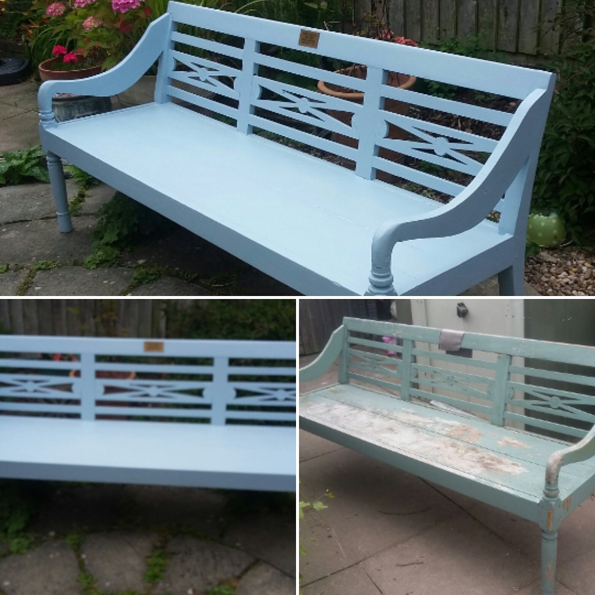 ExquVintage's tweet photo. From interior designers to garden furniture It was an absolute pleasure reloving this memorial bench for our lovely customer ♡ #memorial https://t.co/2KC6krTVCl