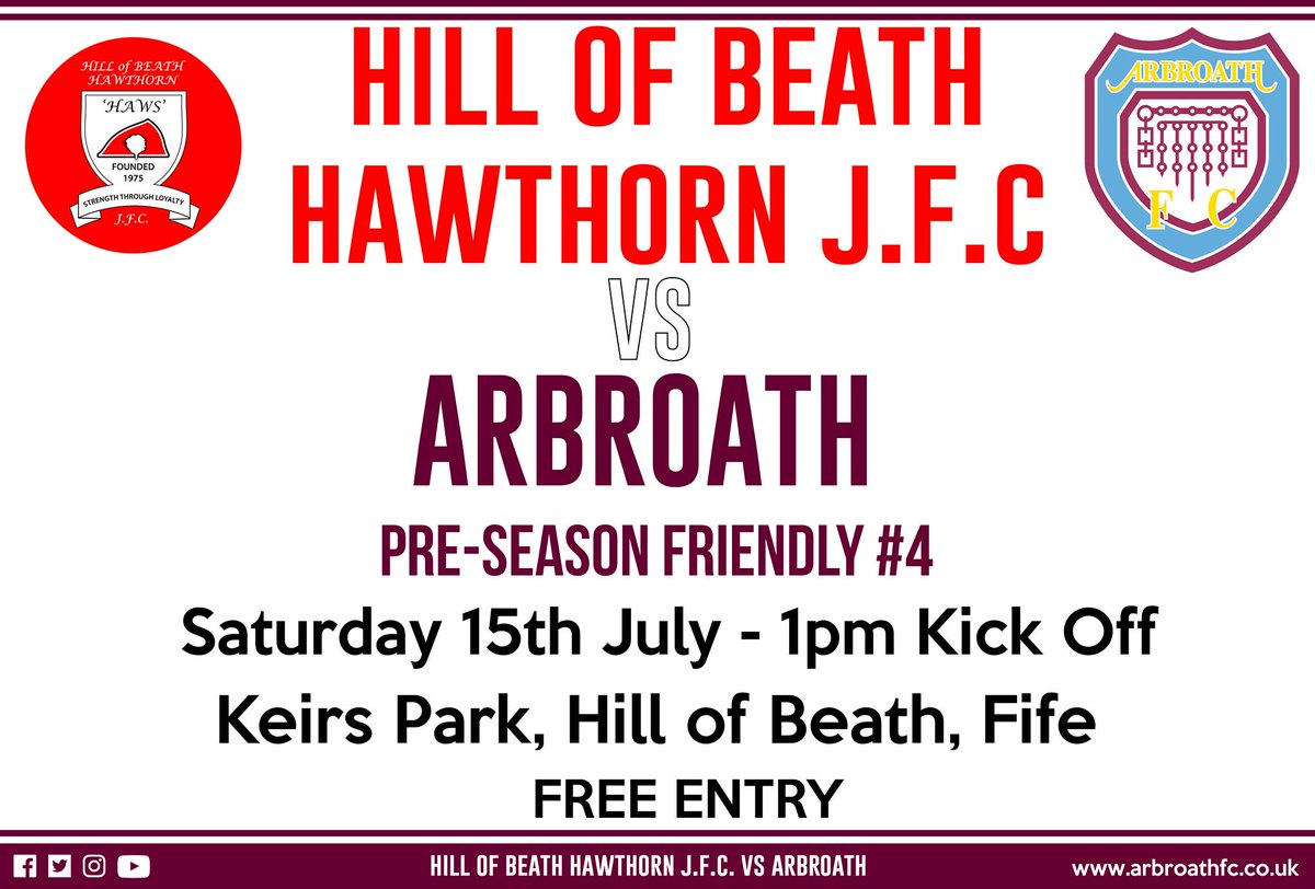 FRIENDLY - We play our final pre-season friendly tomorrow at Keirs Park as we face <a href="/hawshob/">Hill of Beath Hawthorn FC</a> - It is a 1pm kick off and free entry ⚽️