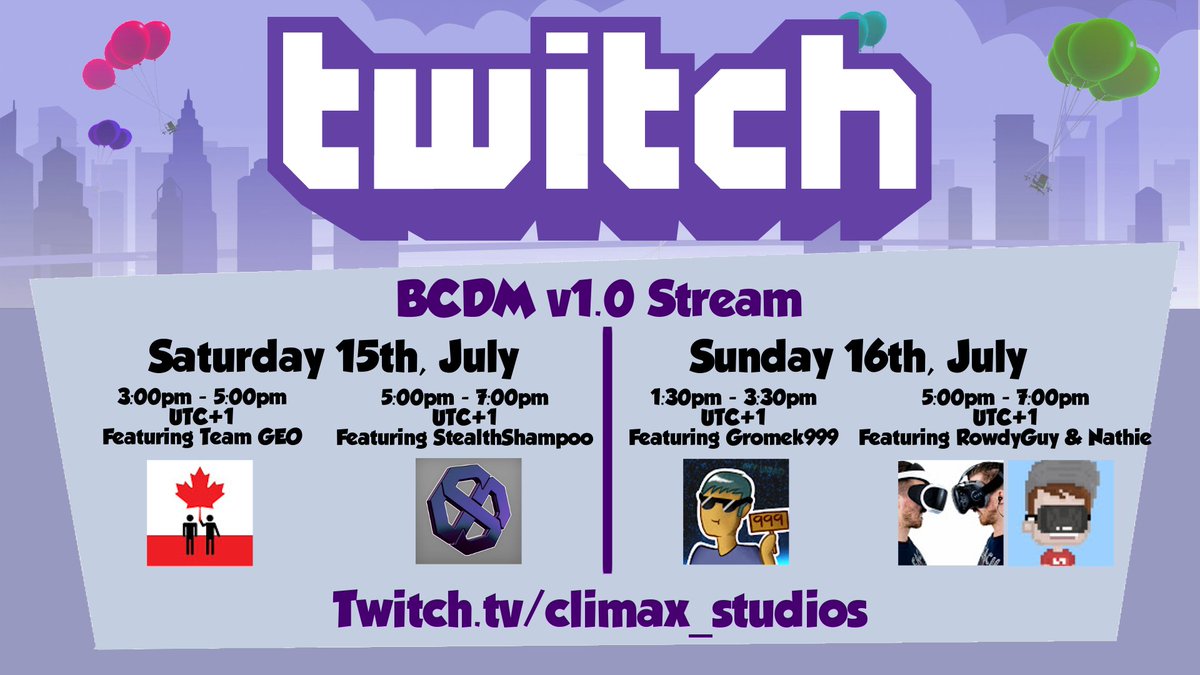 OfficialBCDM's tweet image. Come join our weekend stream in celebration of the v1.0 update!

Click the link for more info!
steamcommunity.com/games/498990/a…