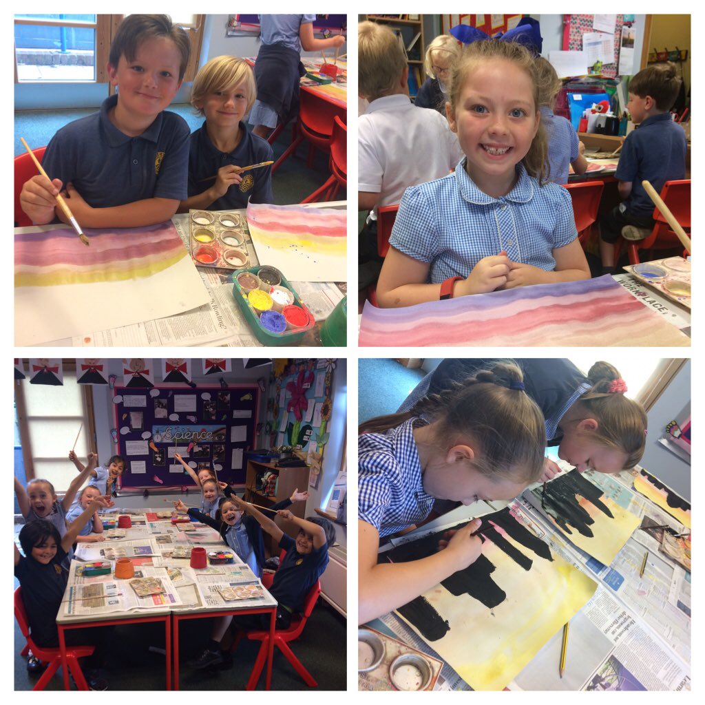 LuddenhamSchool's tweet photo. Sunset superhero paintings in Class 2 today! #weloveart #powderpaints #colourmixing #superheroes https://t.co/fHvp8bsj2U