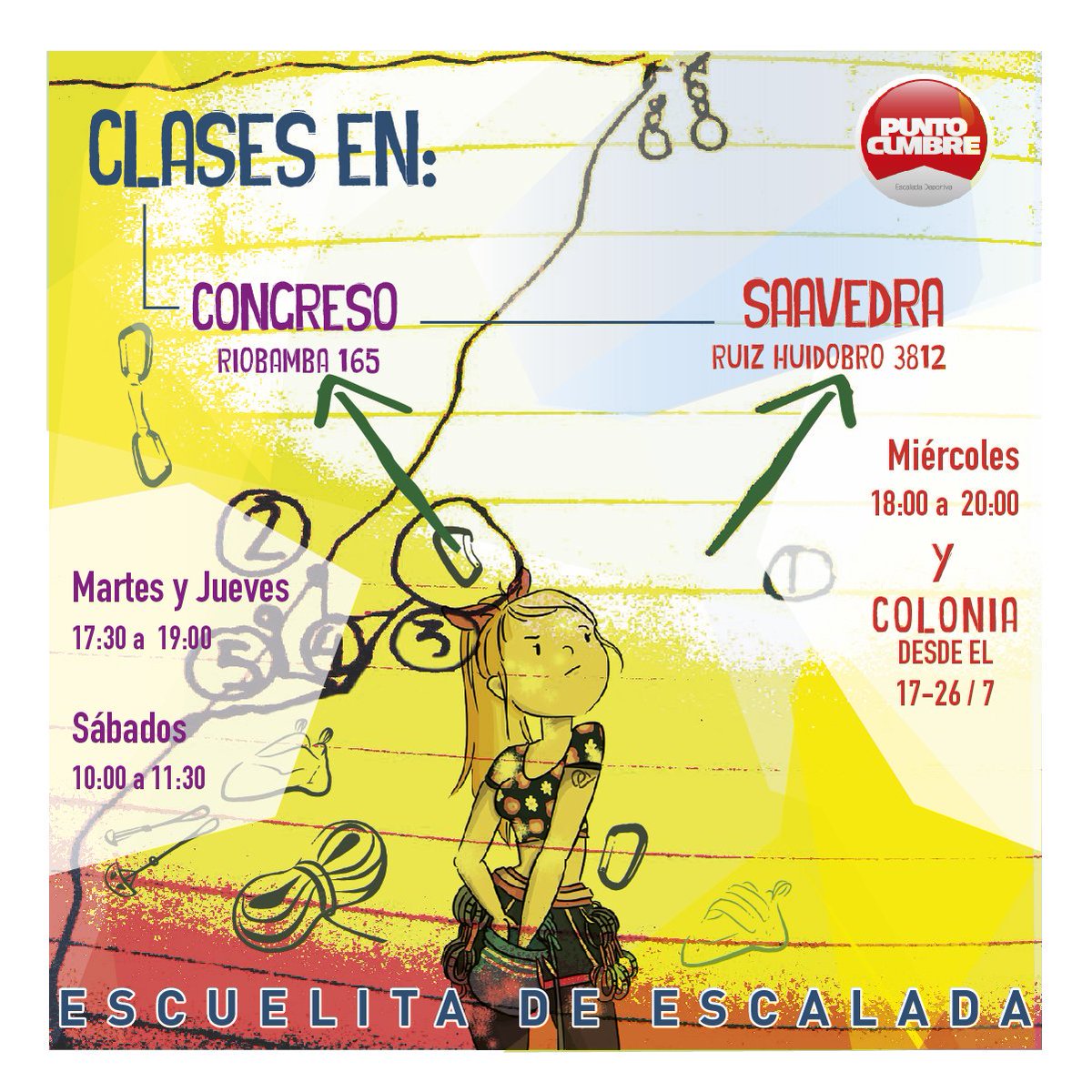 Cambian los horarios de la Escuelita de Escalada en #puntocumbre