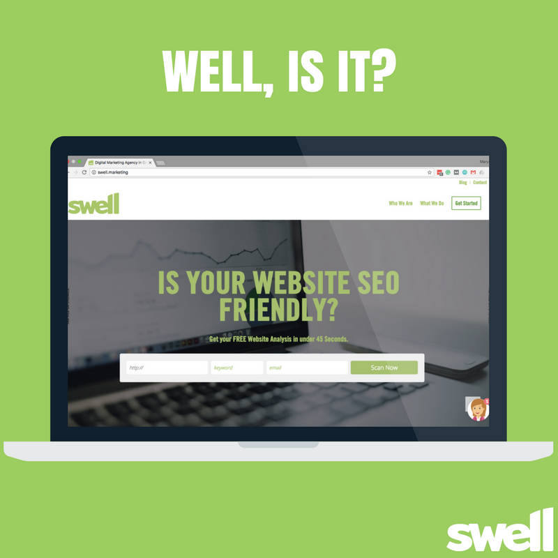 Is your website #SEO friendly? Beat the search engines to it and find out! Get a free website analysis now! #SWELL ow.ly/sBRX30dDca1