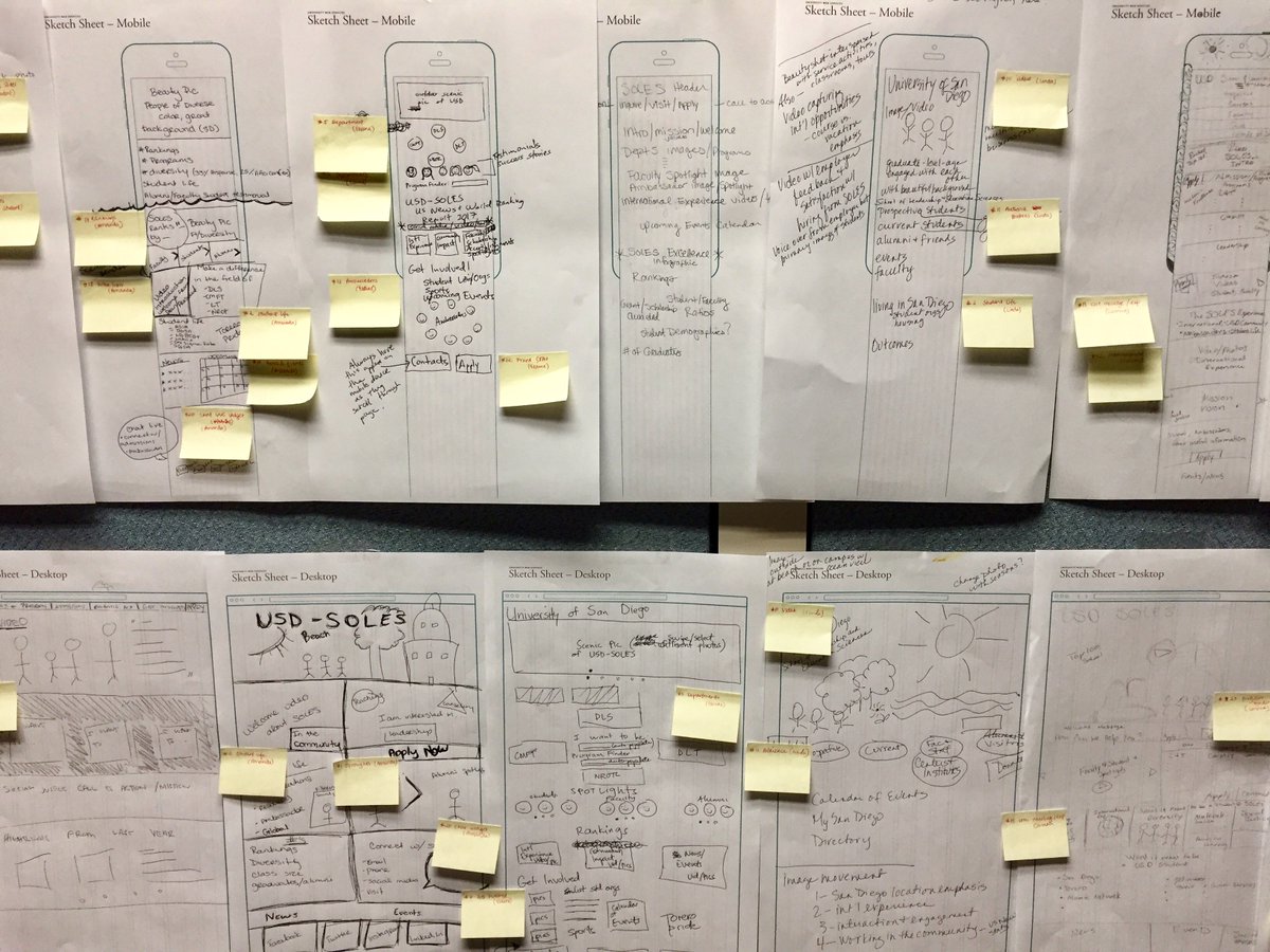 Sketch sheets featuring ideas for new <a href="/uofsandiego/">USD</a> <a href="/usdsoles/">USDSOLES</a> #website! #redesign #web #mobilefirst #comingsoon