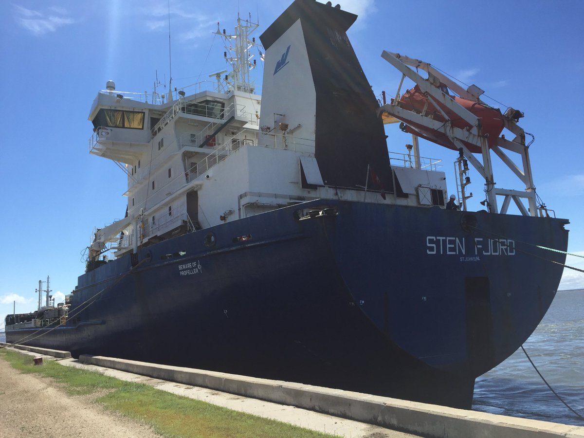 Woodwards Sten Fjord tanker arriving in #Churchill with our Jet fuel on July 14, 2017.