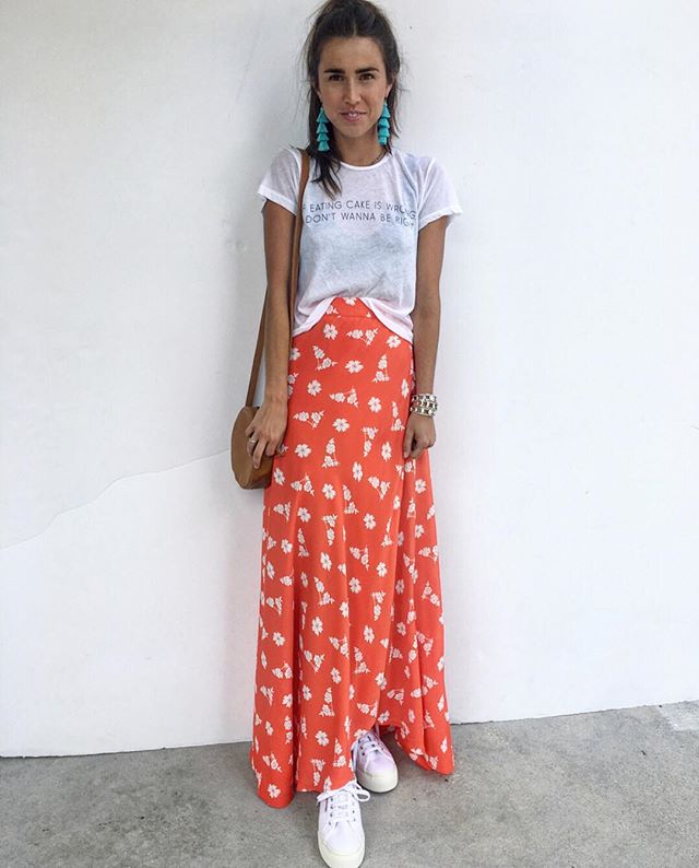 Mixing things up 👏🏼 #edgy #girly <a href="/FlynnSkye/">Flynn Skye</a> #maxiskirt <a href="/WILDFOXCOUTURE/">WILDFOX</a>  #graphictee #tasselearrings #trends <a href="/BaubleBar/">BaubleBar</a> <a href="/SupergaUSA/">SupergaUSA</a>