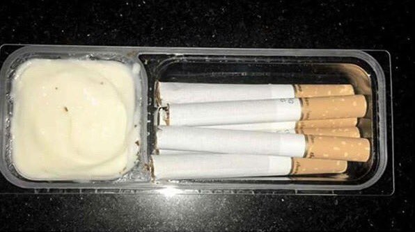 Dad packs the best recess snacks. donair sauce and darts.