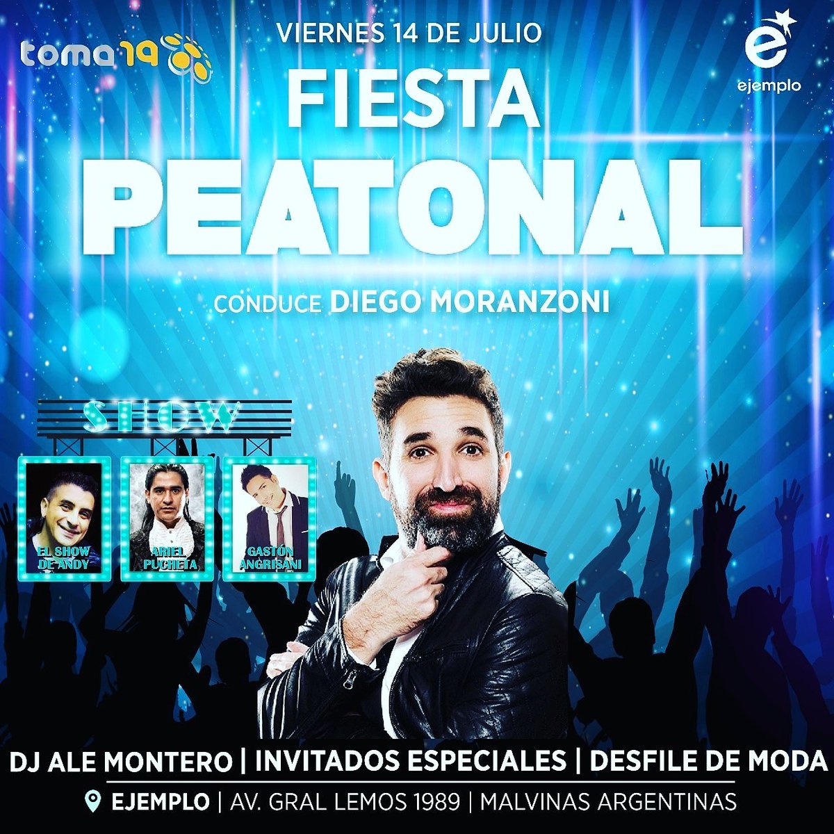 Marianoberonok's tweet photo. Hoy explota la fiesta de @peatonaltv en @Ejemplo_Oficial Vamos a estar Cubriendo el Evento así q Venite y salís en el Programa. 😉🎉🎊🕺💃 https://t.co/JEaWewmrsJ