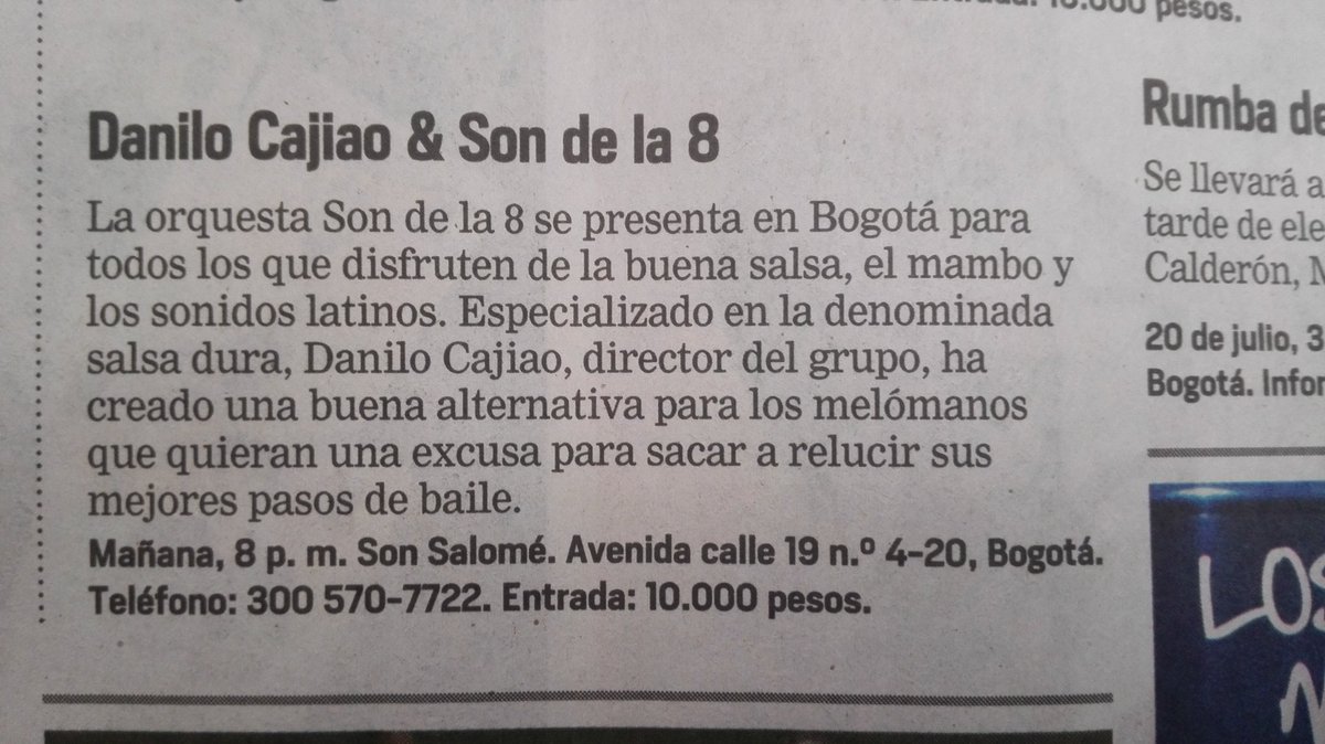 Periódico EL TIEMPO.   Viernes Julio 14 de 2017.