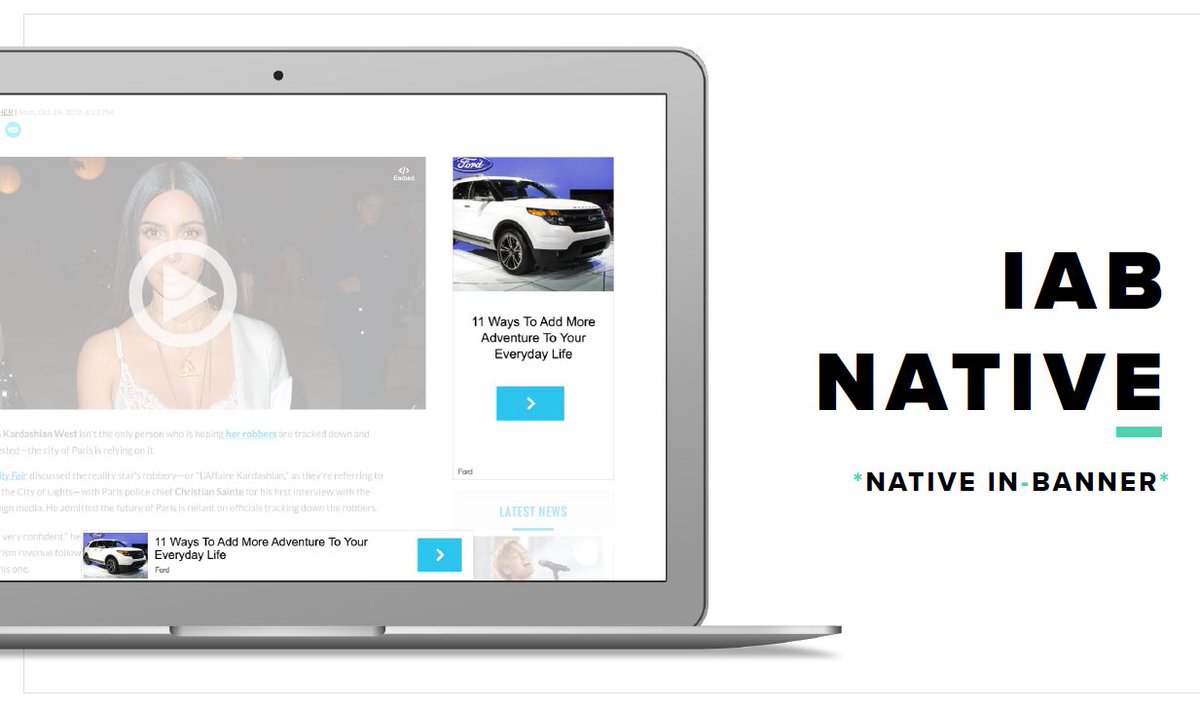 Native_Ads's tweet image. IAB Native combines the exclusiveness of a banner while still using the thought provoking attribute of native ads. Get ahead of the game!