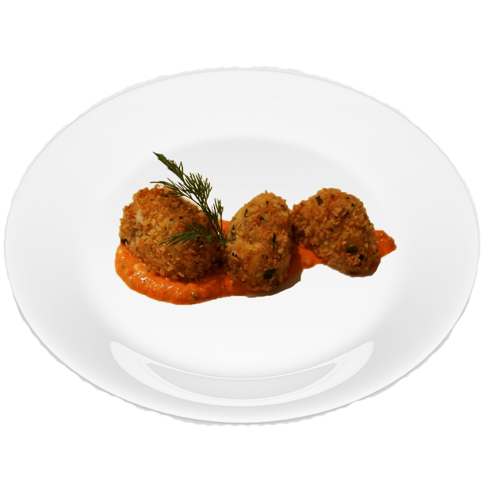 2/2 I, Sir Rudiger, present my Acorn Encrusted Mini Crab Cakes on Roasted Red Pepper Rouille. Serve on empire.kred &amp; see EAVES