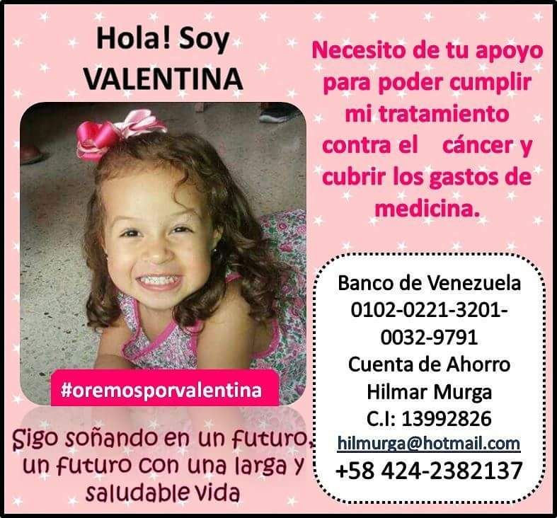 vugueto's tweet photo. Valentina nos necesita. Tiene sólo 3 años y padece leucemia. Favor RT #ServicioPublico https://t.co/rryHdaT5Su