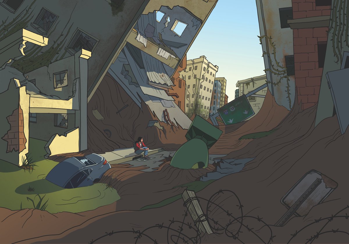 wallpapers Cartoon Destroyed City Drawing laura yee on twitter my drawing final