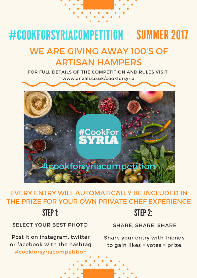 Your chance to win one of 100's of amazing artisan hampers &amp; private chef experiences <a href="/cookforsyria/">CookForSyria</a> #cookforsyria #competition #prizes #free