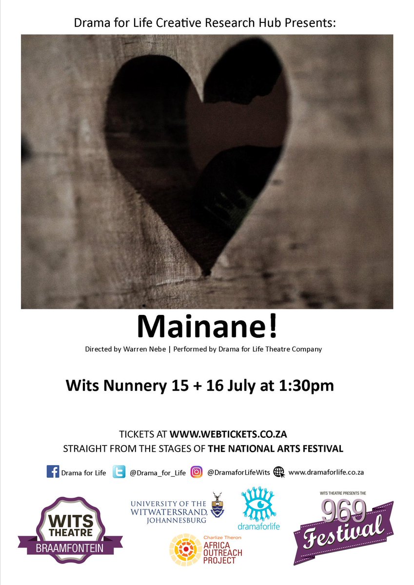 dflwits's tweet photo. #Mainane a story of heroism directed by @WarrenNebe shows today @WitsTheatre1 Nunnery, 13:30. It's a family date #969Fest2017 @dfl_TheatreCo https://t.co/c6ZhKctErR