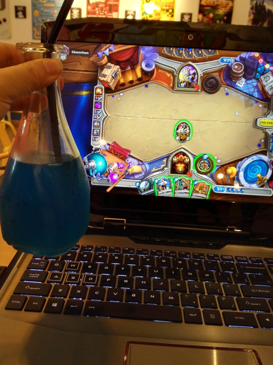 Rinaewen's tweet photo. The @M8GamingMY &amp; @BytesNPixelsMY Tavern Hero Qualifier in 1 hour! Meanwhile, have a Mana Potion and play Hearthstone. #FiresideGatherings https://t.co/erkclZgeK3