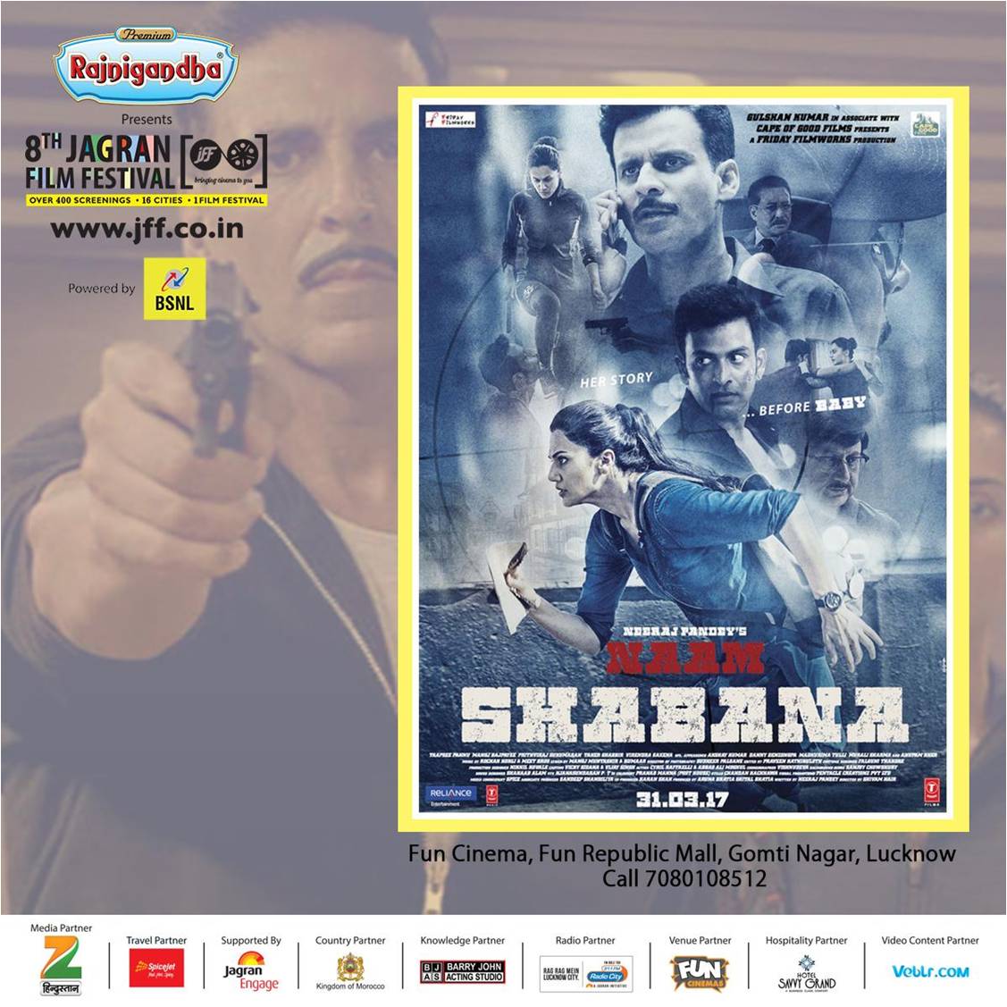 jagranfilmfest's tweet image. Catch the action with #NaamShabana and enjoy @taapsee &amp;amp; @akshaykumar's power-packed performance at #JFF2017. #LucknowChapter
@JagranNews