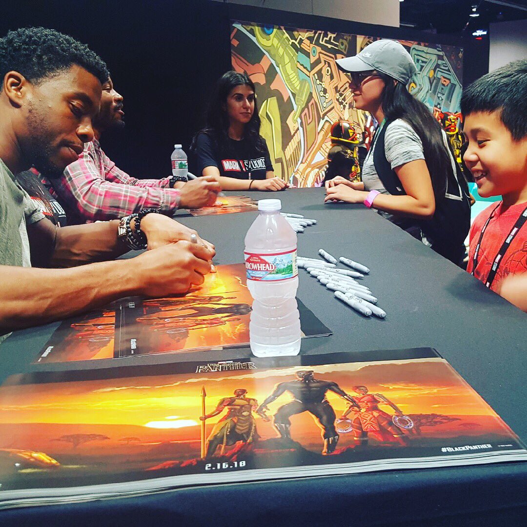 chadwickboseman's tweet photo. Thanks to everyone who came out to #BlackPanther's first #D23expo signing today! https://t.co/6NnZsAveFZ
