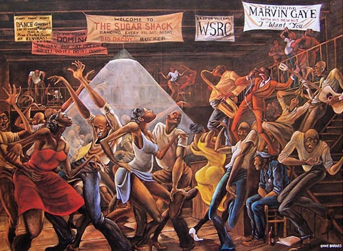 swtblackberry's tweet photo. Ernie Barnes was born on this date in 1938. He was an African American Neo-Mannerist artist and former professional football player. https://t.co/DrFylqBKx9