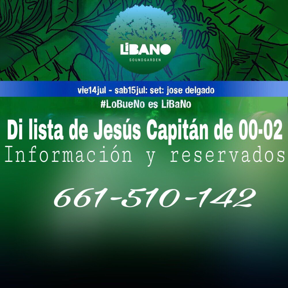 RrppentradaUtho's tweet photo. Hoy #Sábado #Llenaso en Terraza #Libano
-
Di lista de Jesús Capitán de 00-2
.
¡Últimos reservados!
-
Información
661-510-142
-
RT*********** https://t.co/1iKdpAdFBi