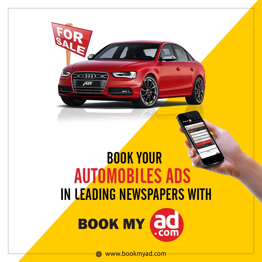bookmy_ad's tweet photo. Vehicles are characterized more by want than need. Advertise your Automobile ad in leading newspapers with https://t.co/dvcB9JtzGL https://t.co/ymOysWt0HF