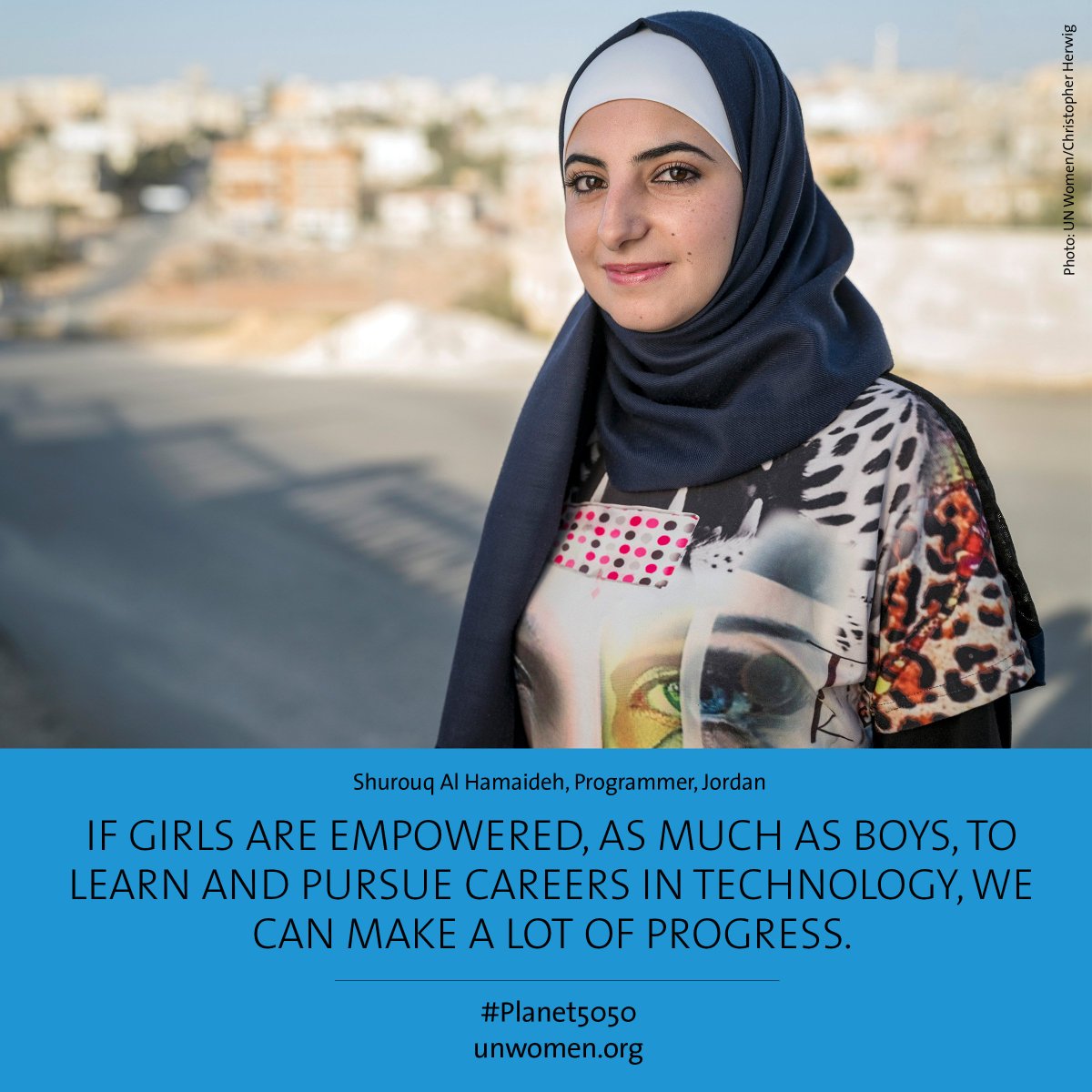 UN_Women's tweet image. On World #YouthSkills Day, retweet if you agree with Shurouq! 
Here is her impressive story: unwo.men/2POh30dBZWI #Planet5050 #WYSD