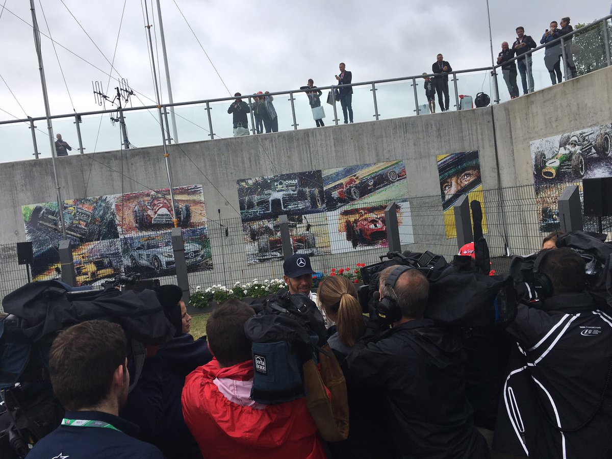 SilverstoneUK's tweet photo. One of those moments when you wish you were taller... anyway here's a picture of @LewisHamilton's head talking to the media #BritishGP 🇬🇧 https://t.co/NgarEFUTAW