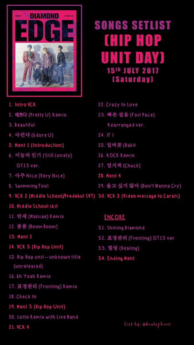 170715 Diamond Edge in Seoul (Hip Hop Unit Day) Setlist (Day 2