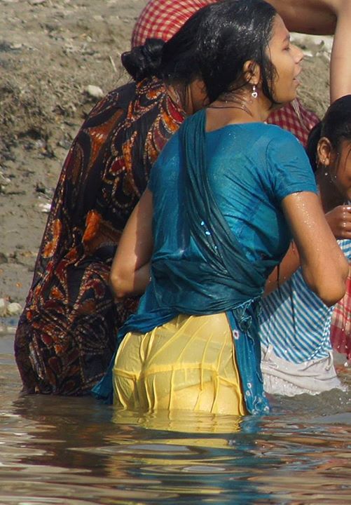Indian Village Girls Bathing