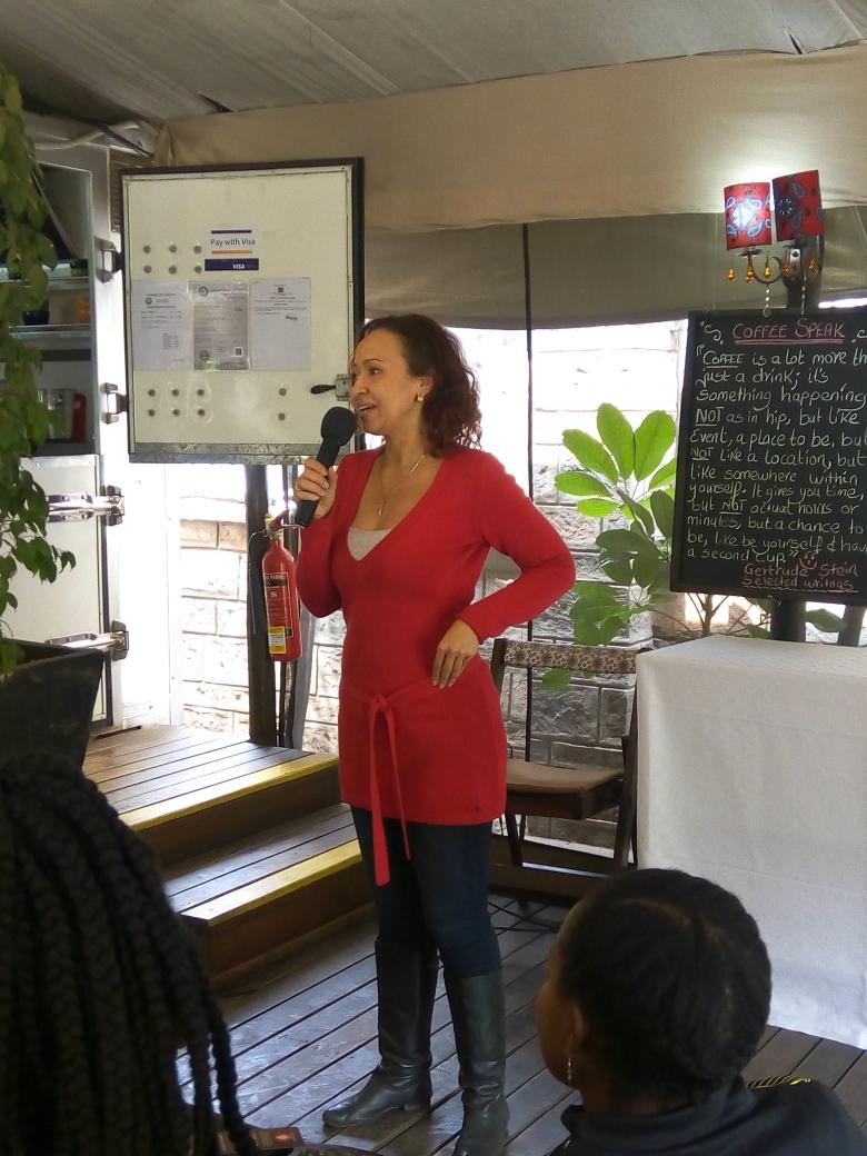 SerattiKenya's tweet photo. @pointzerocoffee #pointzerocoffee #pointzerobookcafe Coffee Mistress Andrea Moraa talking about 4 enemies of coffee https://t.co/uqPxLVgYOB