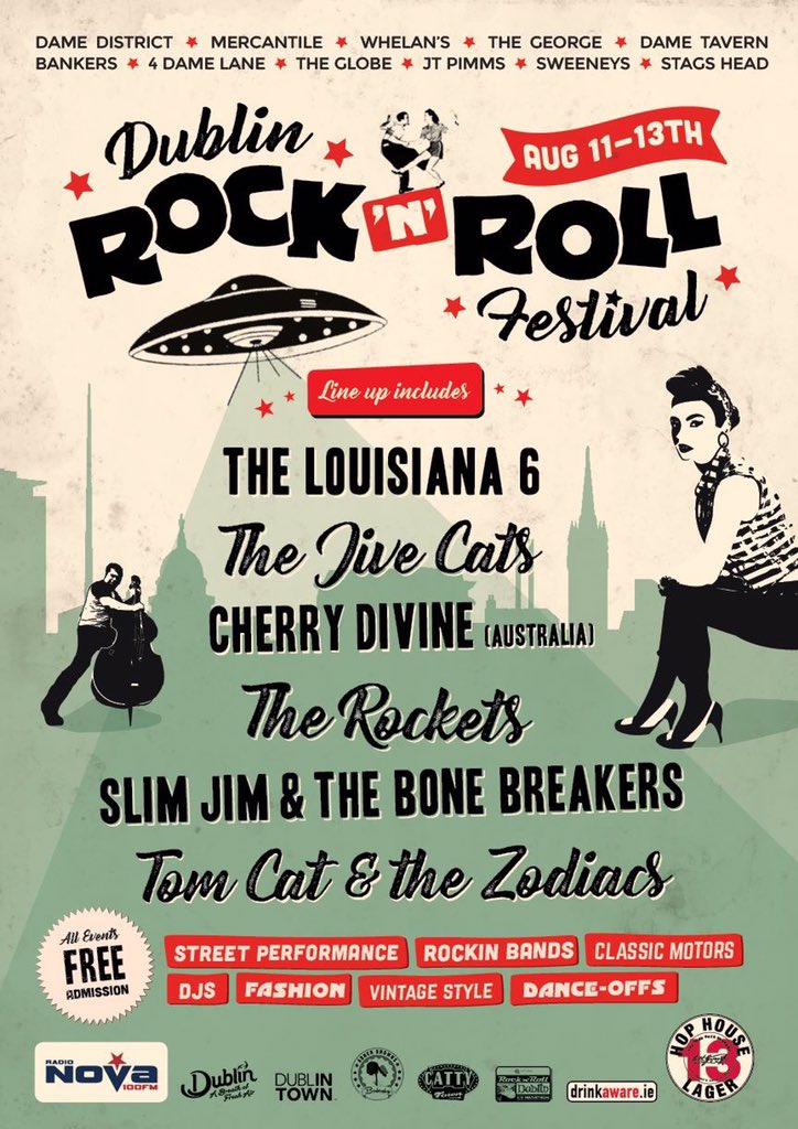 RocknRollDublin's tweet photo. Shake,Rattle and Roll! Aug 11-13th we are back! #LoveDublin @DublinTown #free fest - spread the news! #HopHouse13 https://t.co/L4qaK4CrCa