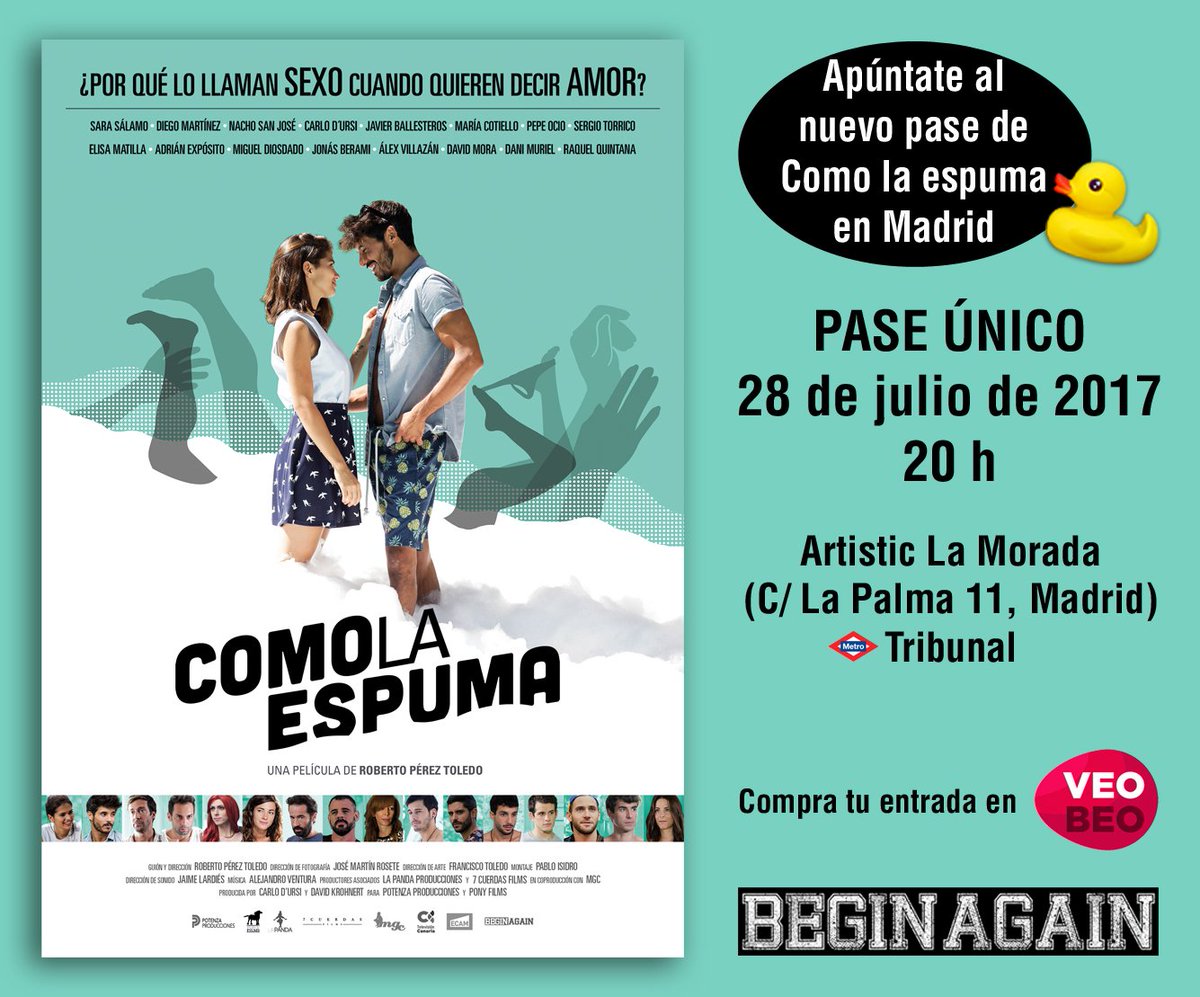 Después del éxito de #Comolaespuma en <a href="/_LaMorada_/">La Morada Malasaña</a> de <a href="/artmetropol/">Artistic Metropol</a> ¡Tenemos nuevo pase! Viernes 28 julio a las 20h: ow.ly/pcTj30dBvub