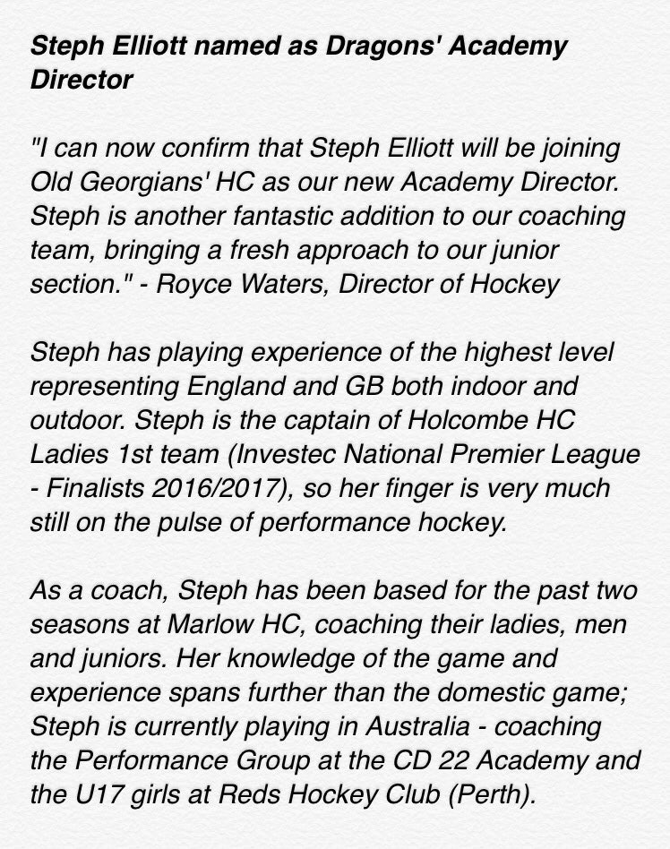 OldGeorgiansHoc's tweet photo. Another great addition to the club's coaching team #welcomesteph @StephElliott90 https://t.co/pnH5fIbsfw