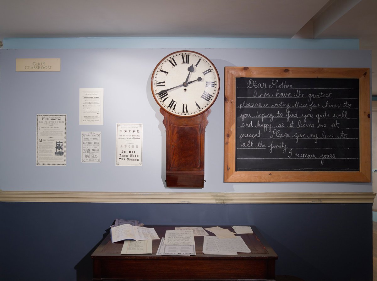 FoundlingMuseum's tweet photo. #FoundlingFact The clock in #HettyFeatherExhib is the actual clock from the girls' schoolroom at the Foundling Hospital! Can you spot it? https://t.co/MVo34S8yw3