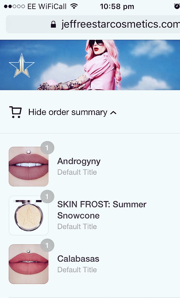 stephmoth's tweet photo. I'm sooo excited for this to arrive πππ @JeffreeStar #jeffreestarcosmetics #summerchromecollection #makeupobsessed π€π€π€ https://t.co/YNS0W4skuk
