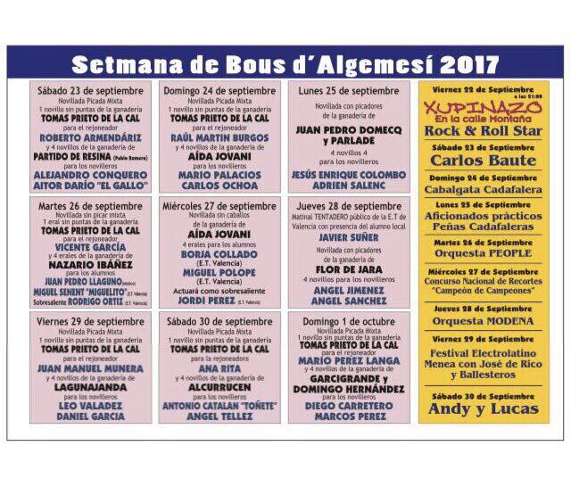 Algemesí anoche presentaron carteles Setmana de Bous 2017 con 9 extraordinarias novilladas varias mixtas VER <a href="/portaltaurino/">Portal Taurino</a>