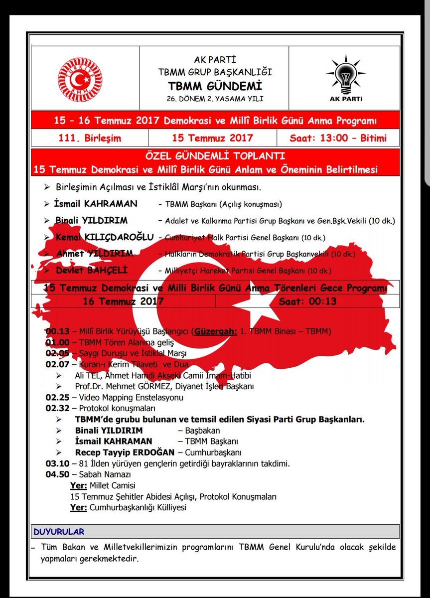 Cumhurbaşkanımızın da teşrifleriyle #15Temmuz TBMM Özel Gündemli Oturumundayız.