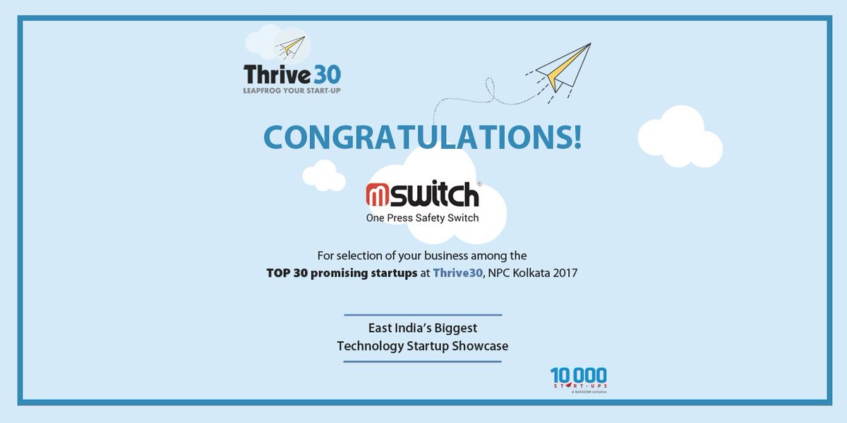 thrive30's tweet photo. Congratulations "Mswitch" for being selected among Top 30 Promising Startups. We wish your Business a Splendid Future ahead. #Thrive30 https://t.co/ufaEMHkTpz
