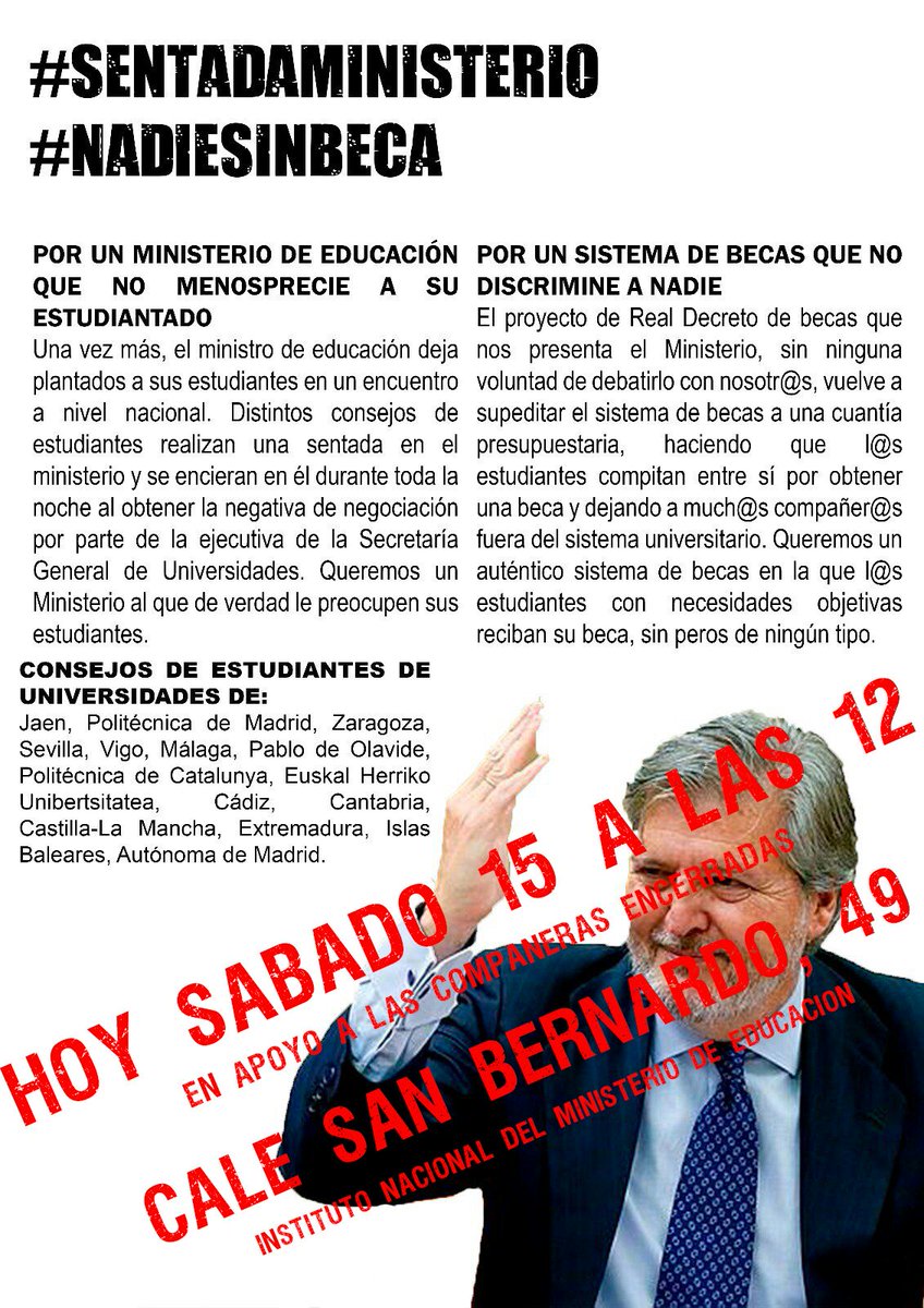 CSE_granada's tweet photo. Desde Granada, todo nuestro apoyo a las estudiantes encerradas en el Ministerio de Educación desde anoche. #SentadaMinisterio #NadieSinBeca https://t.co/vRcFYthGZl