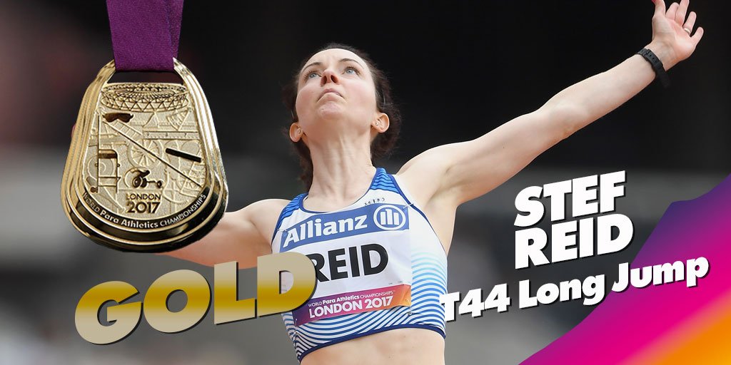 She's done it! A first <a href="/ParaAthletics/">Para Athletics</a> Championship 🥇 for <a href="/RunJumpStefReid/">Stef Reid MBE PLY</a>. Join her at Medal Plaza to see her on the podium at 5:03pm!
