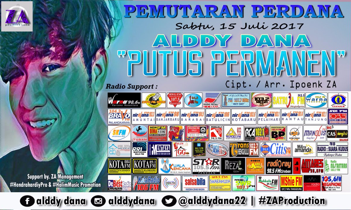 SuaraKediriFM's tweet photo. #PEMUTARANPERDANA @alddydana #PUTUSPERMANEN cc. #ZAProduction @HalimMusic @Hendrahardiy @hilmanMD https://t.co/fsp5ZZVUq6