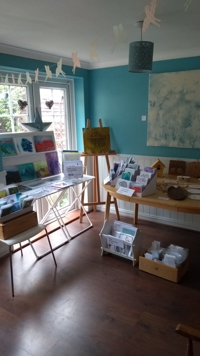SteveJHyland's tweet photo. It's @MwayOpenStudios this week so our house has turned into a gallery with #art to view from @CeliaHyland and Adele Love. #mancavewanted https://t.co/RZ2H8295Pg
